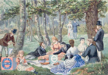 Advertentie voor Imperial Ceylon Biscuits gemaakt door Huntley & Palmer, een picknick in Epping Forest