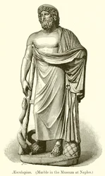 Aesculapius (Marmer in het Museum van Napels) (gravure)