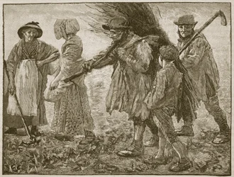 Landarbeiders ten tijde van het Eerste Hervormingsparlement, illustratie uit Cassells Geïllustreerde Geschiedenis van Engeland