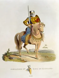 Alexander II, Koning van Schotland (1198-1249) 1214, uit Oud Wapenrusting door Samuel Rush Meyrick, 1824