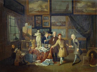 Het atelier van een kunstenaar, ca.1730 (olieverf op doek)