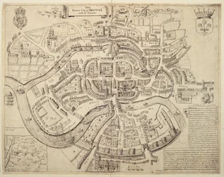 Oude Stadskaart van Bristol en zijn Voorsteden, gedrukt, gekleurd en verkocht door Robert Walton