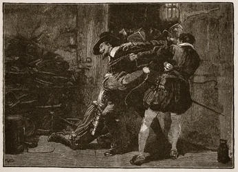 Arrestatie van Guy Fawkes, illustratie uit Cassells Geïllustreerde Geschiedenis van Engeland
