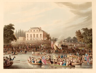 Aankomst bij Brandenburg House van de Watermannen, enz. met een adres aan de Koningin op 3 oktober 18