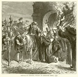Aankomst van kardinaal Wolsey in Leicester Abbey, 1530