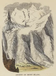 Beklimming van de Mont Blanc (gekleurde gravure)