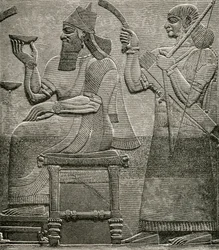 Ashur-nasir-pal II, van een bas-reliëf in het British Museum, uit The Worlds Inhabitants door G.T. Bettany, gepubliceerd 1888