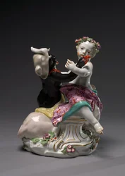 Azië en Afrika, vervaardigd door Chelsea Porcelain Factory, ca. 1760