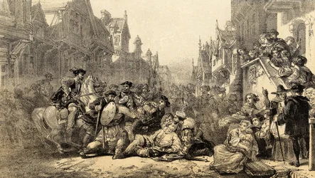 Moord op Regent James Stewart Moray (ca.1531-70) Regent van Schotland, in Oud Linlithgow, West Lothian