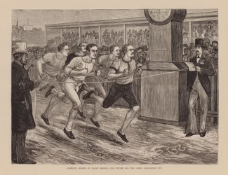 Atletische sporten bij Lillie Bridge, De finish voor de China Challenge Cup (gravure)