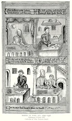 Bakkers van York, AD 1595-1596. Verordeningen van hun gilde (gravure)