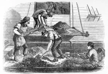 Ballastwerkers aan het Werk in de Pool, illustratie uit 