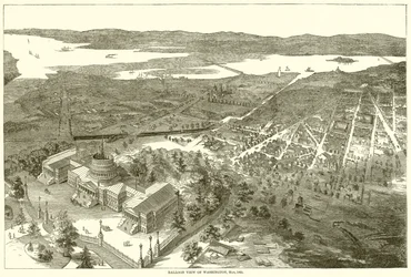 Ballonzicht op Washington, mei 1861