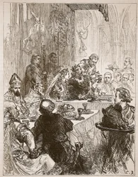 Banket bij het huwelijk van Hendrik en Eleonora van Provence, illustratie uit Cassells Geïllustreerde Geschiedenis van Engeland