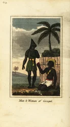 Bijogos man en vrouw van Cazegut (Bissagos-eilanden, Guinee-Bissau, West-Afrika)