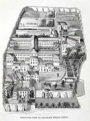 Vogelvlucht van Coldbath Fields Prison, uit 