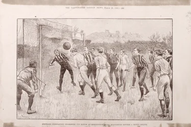 Blackburn Rovers vs. Nottingham County op de Kennington Oval, uit The Illustrated Sporting and Dramatic News, 23 maart 1891