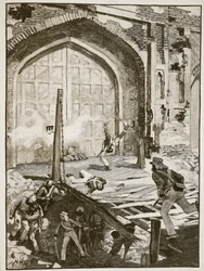 Opblazen van de Cashmere-poort in Delhi, illustratie uit Cassells Illustrated History of England