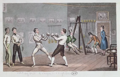Boksen in Engeland, 1823 (kleurgravure)