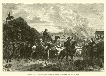 Brinjaras (een zwervende stam van zigeunerdragers) op mars