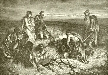 Begrafenis van een Fenicische hoofdman aan de Amerikaanse kust