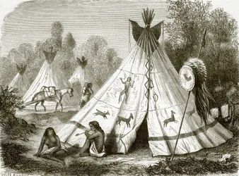 Kamp van Comanche Indianen