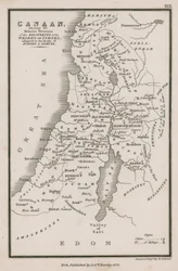Kanaän, met de relatieve ligging van de toewijzingen aan de stammen van Israël, aangepast aan de boeken van Rechters & Samuel