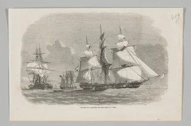 Inbeslagname van een slavenschip voor de kust van Cuba