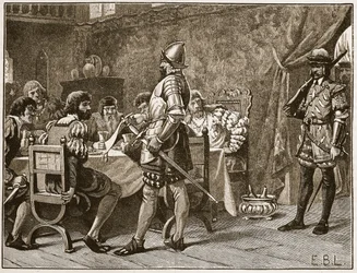Gevangenneming van de FitzGeralds, illustratie uit Cassells Geïllustreerde Geschiedenis van Engeland