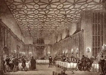 Kardinaal Wolsey vermaakt de Franse ambassadeurs in Hampton Court Palace, uit 