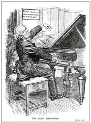 Cartoon die Lloyd George bespot als de Grote Improvisator of leider van de Improvisa-Tories, juni 1920