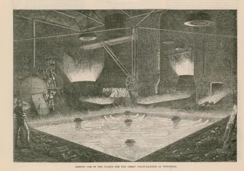 Gieten van een van de platen voor de grote stoomhamer in Woolwich