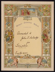 Certificaat voor schrift toegekend aan een leerling van Malpas Grammar School, Cheshire