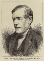 Charles Castleman, Esquire, voorzitter van de London and South Western Railway Company (gravure)