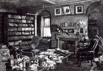Studie van Charles Darwin in Down House, 1882