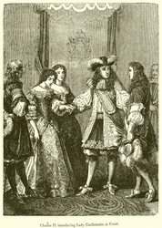 Karel II introduceert Lady Castlemaine aan het hof