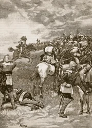 Charles bij de Slag bij Naseby, illustratie uit Cassells Illustrated History of England