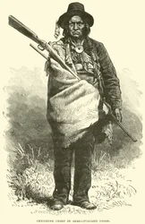 Cheyenne-hoofdman in semi-geciviliseerde kleding
