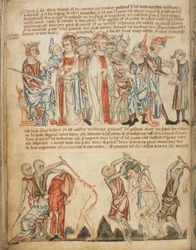 Christus voor Herodes en Pilatus; Herodes wast zijn handen; de geseling van Christus (c.1320-30)