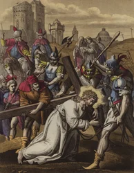 Christus valt onder het kruis