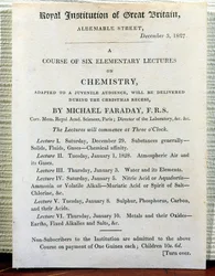 Kersthandbill voor Zes Elementaire Lezingen over Chemie door Michael Faraday (1778-1829) 3 december 1827