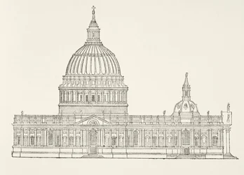 Christopher Wrens eerste ontwerp voor de nieuwe St. Paul