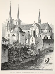 Kerk van Roeskilde en grafhuis van de koningen van Denemarken, uit Een gedenkteken van het huwelijk van Edward VII en Alexandra van Denemarken, uitgegeven 1864