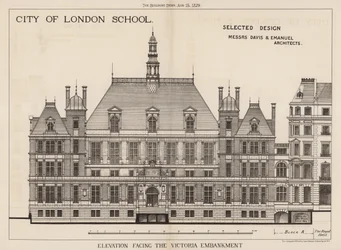 City of London School; elevatie naar de Victoria Embankment