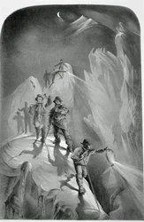 Klimmen in de nacht, uit Ten Scenes in the Last Ascent of Mont Blanc Including Five Views from the Summit, door J.D.H. Browne, gepubliceerd 1853