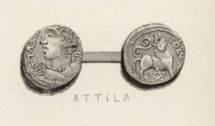 Munt uit het tijdperk van Attila, koning van de Hunnen