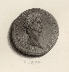 Munt uit de tijd van Nerva Caesar Augustus