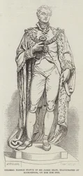 Kolossaal Marmeren Standbeeld van Sir James Shaw, ingehuldigd in Kilmarnock, op de 4e inst