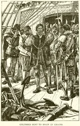 Columbus in ketenen naar Spanje gestuurd