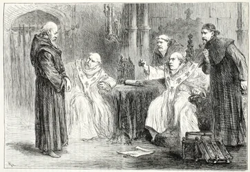 Conferentie tussen Thorpe en Arundel, illustratie uit The History of Protestantism door James Aitken Wylie (1808-1890), gepubliceerd 1878